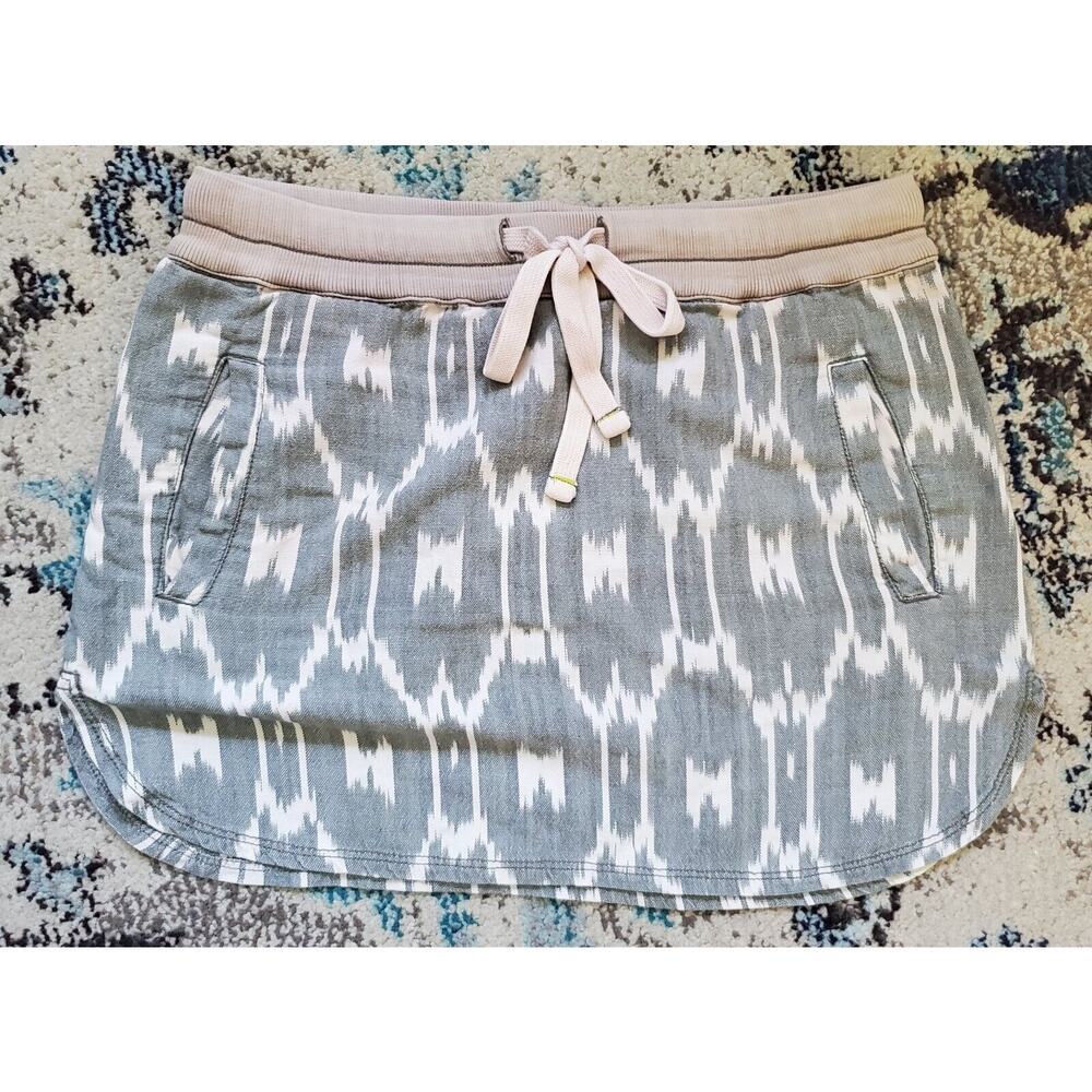 Dylan Mini Skirt Cotton Pockets Ikat Gray Size 6 Casual Beachy Coastal Pull On